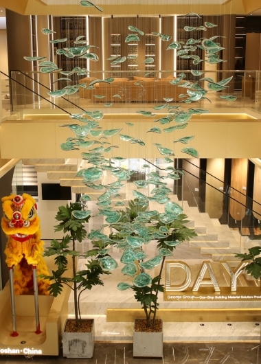 Modern decorative chandeliers and pendant lights for commercial hotel lobbies.