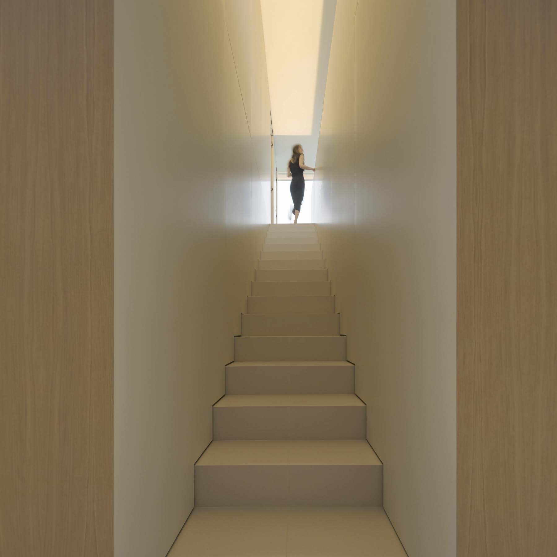 The design and materials provided for the interior staircase demonstrate George Group's control over the overall style design of the house.