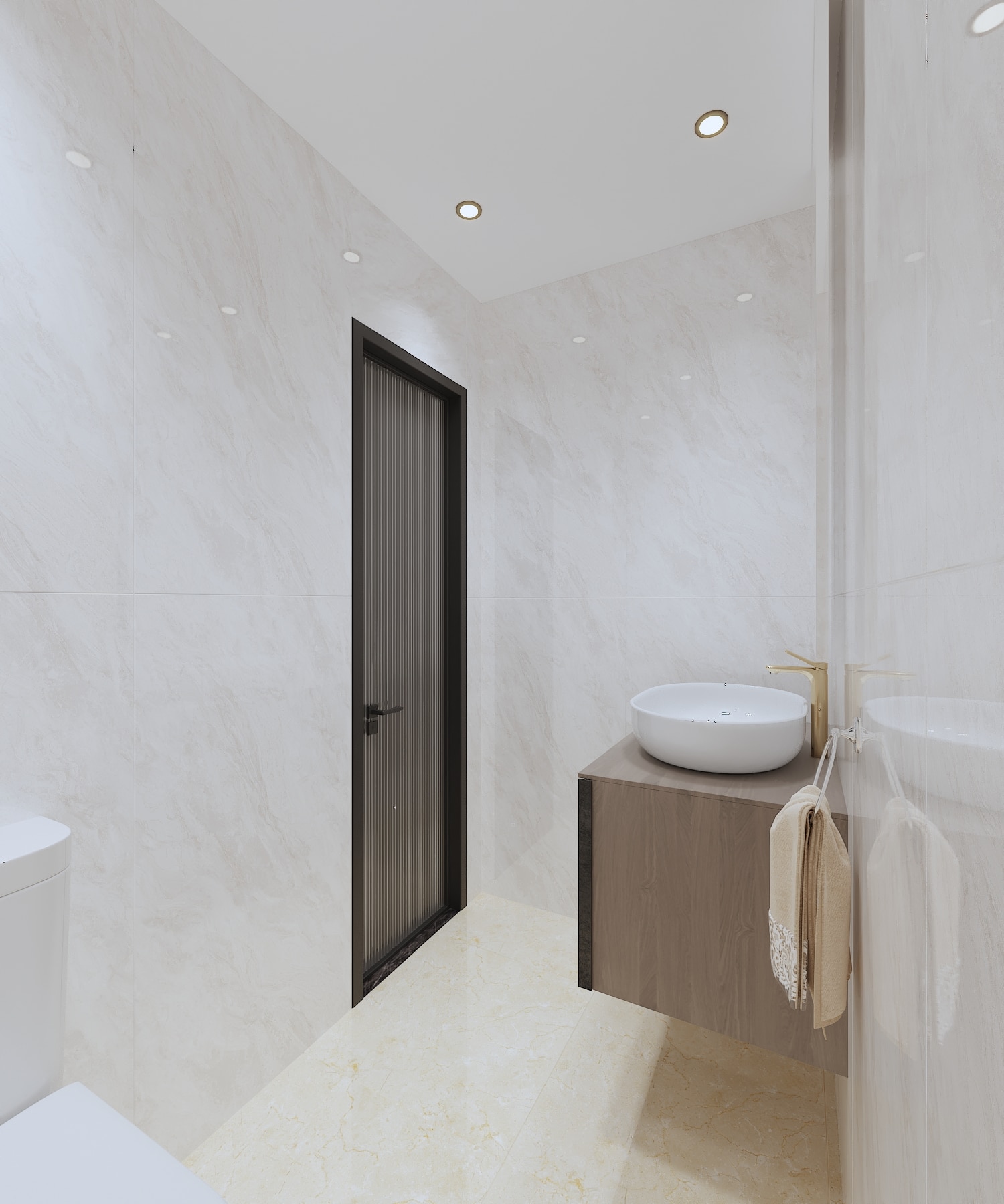 Anti-slip ceramic floor tiles and matching wall tiles sourced directly from Foshan for an Australian bathroom.