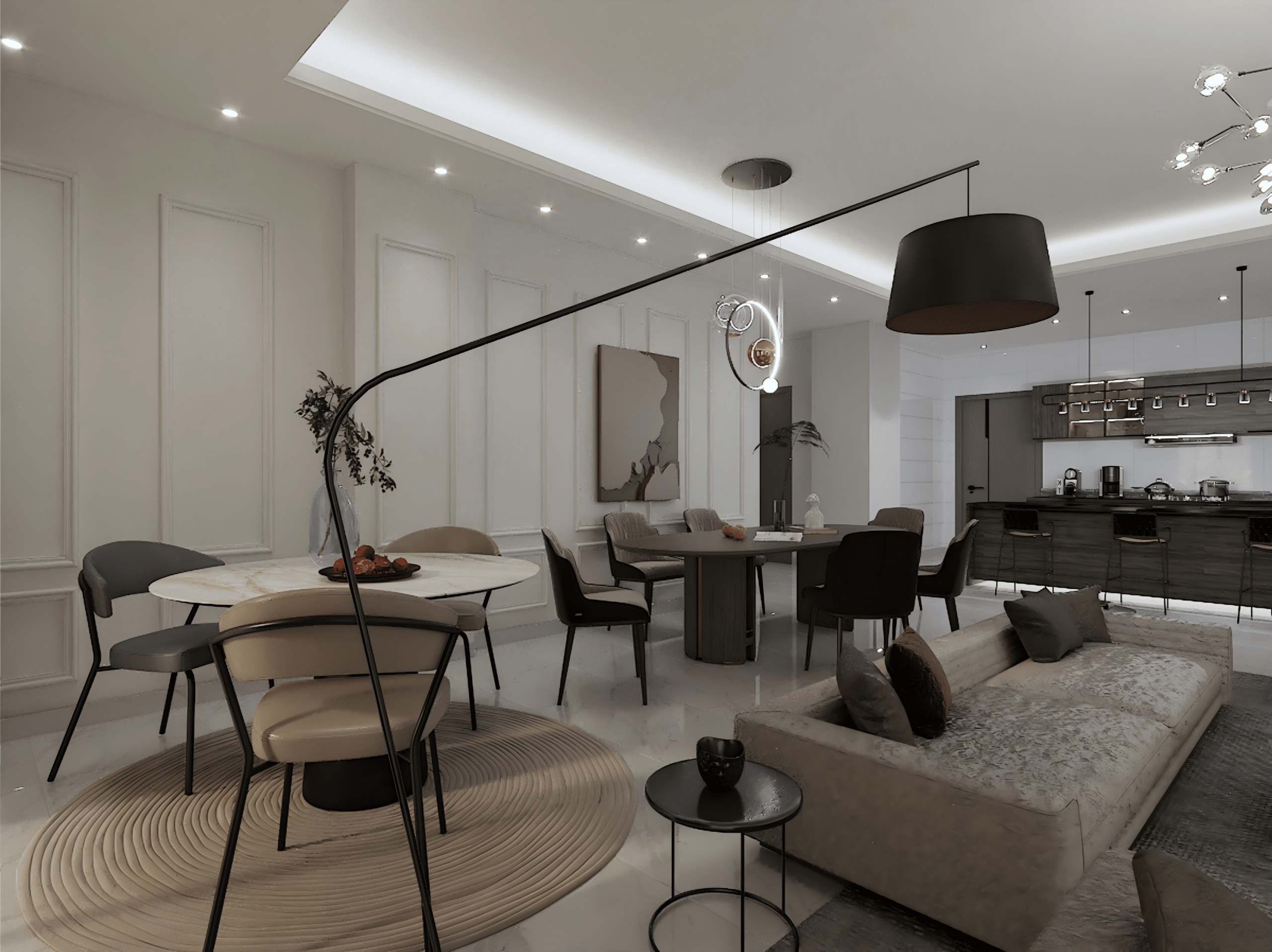 dining room with premium parquet flooring supplied for an Ethiopian luxury apartment.