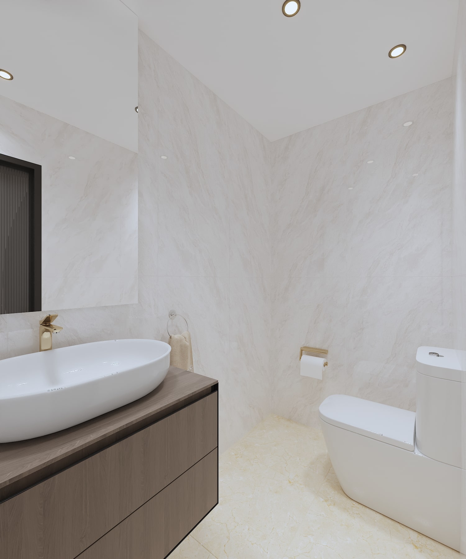 Frameless glass shower enclosure and premium sanitary ware supplied through our one-stop building material service.