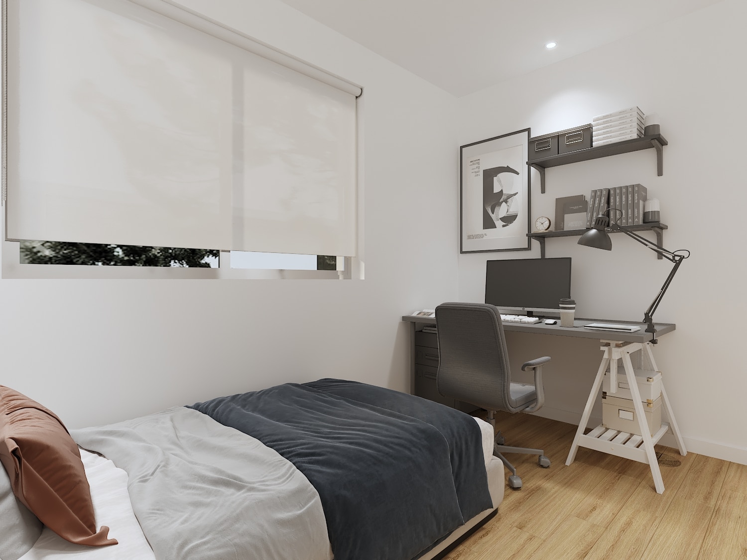 Energy-efficient and soundproof aluminum windows customized to meet Australian building standards for apartment bedrooms.