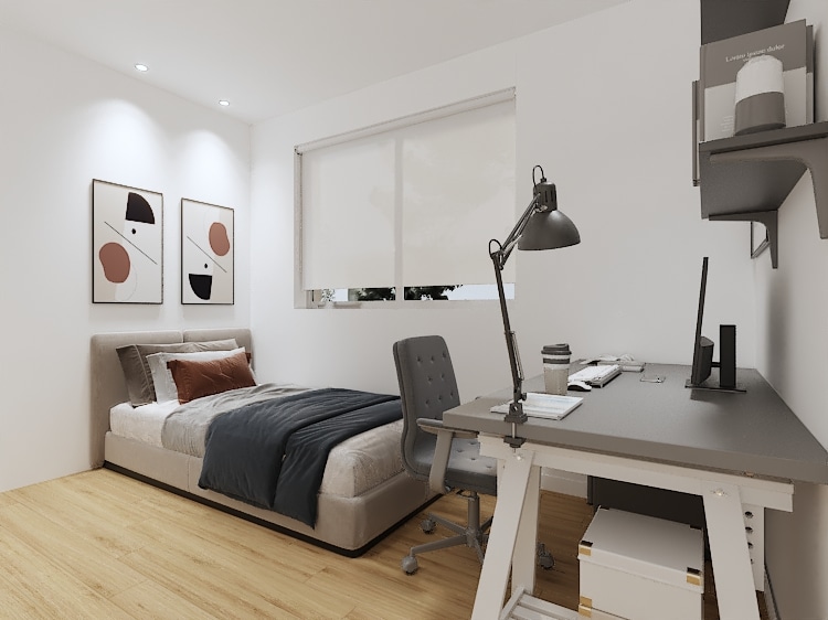 Energy-efficient and soundproof aluminum windows customized to meet Australian building standards for apartment bedrooms.